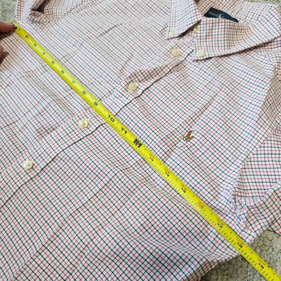 Ralph Lauren boy's long sleeve button down plaid top pink white black sz L 14-16 - Picture 3 of 12